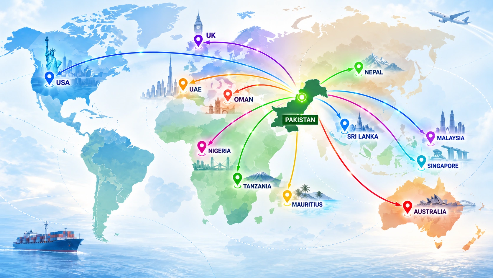 Pakistan export routes to international markets